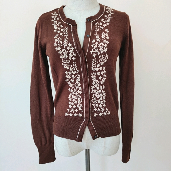 NAF NAF Embroidered Cardigan Sweater - Picture 1 of 8